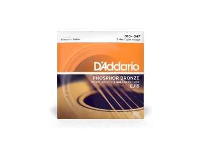 D'addario EJ 15 Custom Light, Phosphor Bronze Acoustic Guitar Strings 10-47